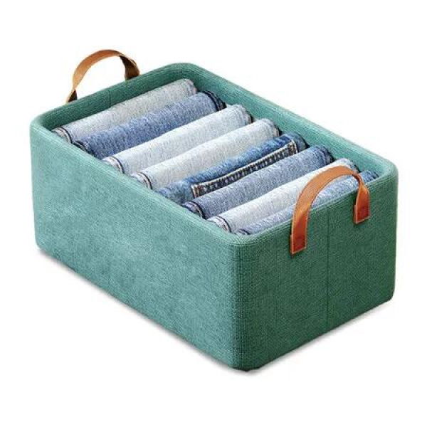 Multi-functional Folding Wardrobe, Closet Clothes Organizer Storage Box Steel Frame with Handle, Stackable Shelf Storage Baskets (Green)