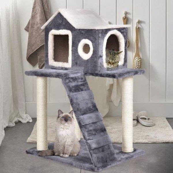 Multi-Level Cat Tree With Scratching Posts And Ladder For Kittens & Cats.