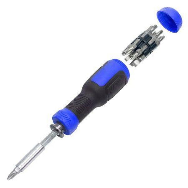 Multi Screwdriver 13-in-1 Screwdriver Adjustable Screwdriver Set Multitool All In One With Torx Security Flat Head Phillips Hex Square And 1/4 Nut Driver (Blue).