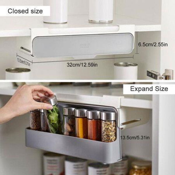 Multi-use Self-adhesive Spice Organizer Rack Seasoning Bottle Storage Rack Under Desk Drawer Hidden Kitchen Supplies Storage