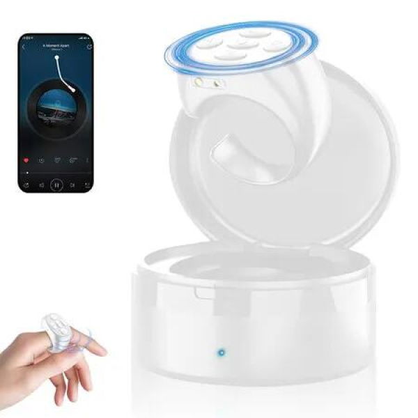 MultiFunction Remote Control, Wireless Bluetooth Ring, Video and Camera Remote Shutter, for Smartphone and Tablet (White)