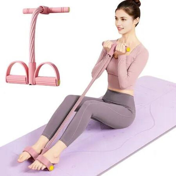 Multifunction Tension Rope Stirrup Puller,8-Tube Elastic Yoga Pedal Puller Resistance Band,Fitness Workout Equipment For Homegym Color Pink