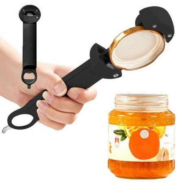 Multifunctional Retractable Bottle Opener,Jar Opener Bottle Opener,Adjustable Multifunctional Can Opener Jar Lid Gripper,for Weak Hands,Senior Arthritis (Black)