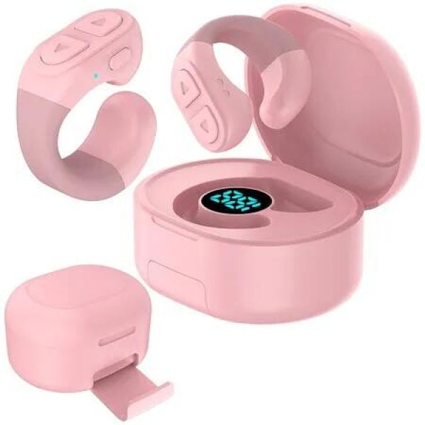 Multifunctional Tiktok Scroll Ring - Bluetooth Remote for Kindle, Page Turning, and Camera Shutter (Pink)