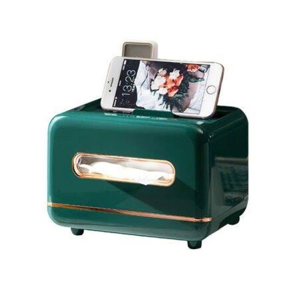 Multifunctional Tissue Storage Box Vanity Countertop Small Size Organizer For Paper Remotes Phone Glasses Etc-Dark Green