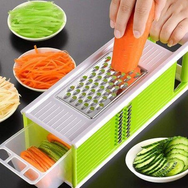 Multipurpose Onion Chopper Spiralized Food Cutter Grater With Hand Guard 4-in-1 Vegetable Slicer.