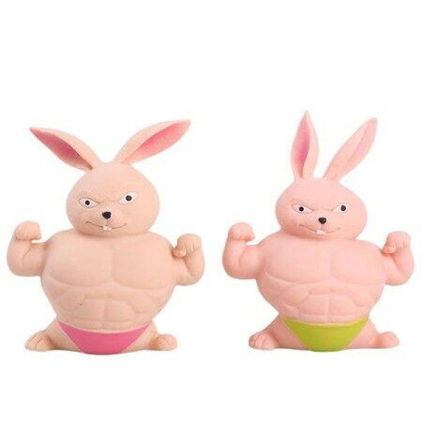 Muscle Bunny Squishy Toy TPStress Relief Squeeze Easter Creative Decompression Prank Vent Christmas Birthday Kids Gift