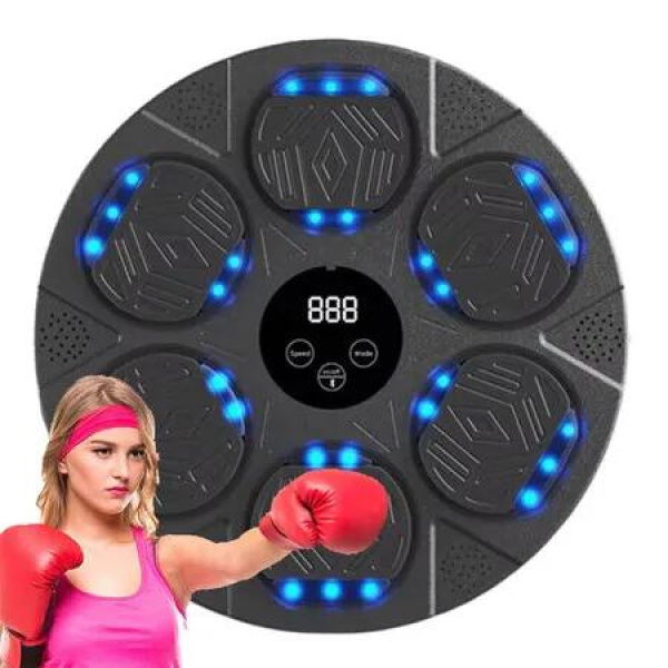 Music Boxing Machine, Boxing Machine Wall Mounted Music with Gloves, Smart Bluetooth Boxing Equipment (Black)