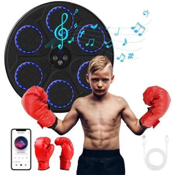 Music Boxing Machine for Kids with Gloves Age 5 Up, Music Punching Machine Toy for Child, Music Boxing Machine for Kids, Wall Mounted Boxing Pad