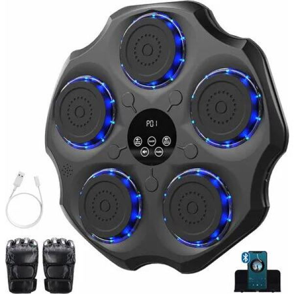 Music Boxing Machine, LED Smart Bluetooth Boxing Machine Wall Mounted for Family Entertainment, Home Gym Stress Relief
