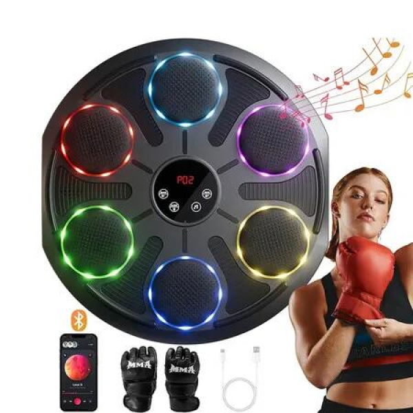 Music Boxing Machine, Music Punching Machine, Smart Bluetooth Boxing Equipment with Gloves, Boxing Machine Wall Mounted Music