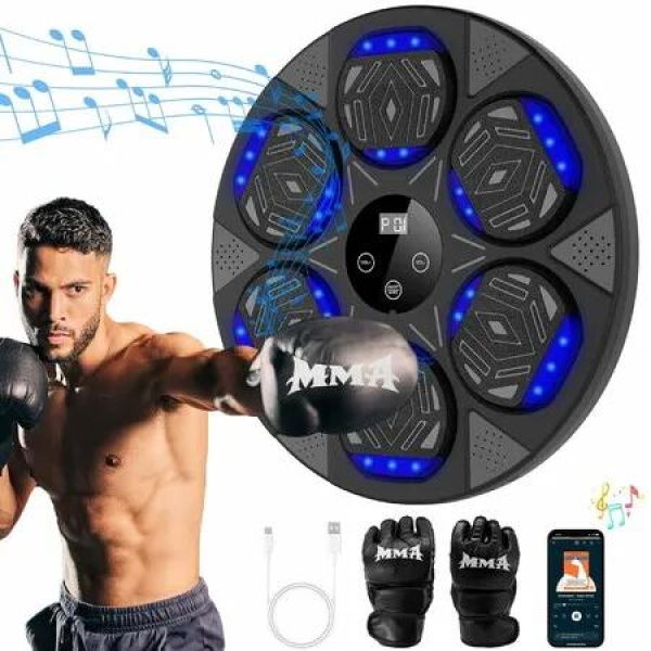 Music Boxing Machine,Home Wall-Mounted Training Gear with Gloves,Boxing Training Punching Equipment with Blutooth,Fitness and Reflex Improvement