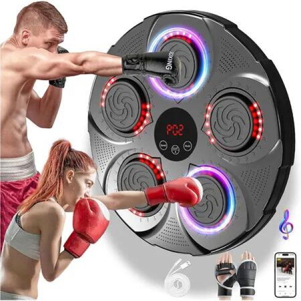 Music Boxing Machine,Wall Mounted Smart Music Boxing Trainer, Great for Reflex, Focus and Hand Eye Coordination Training