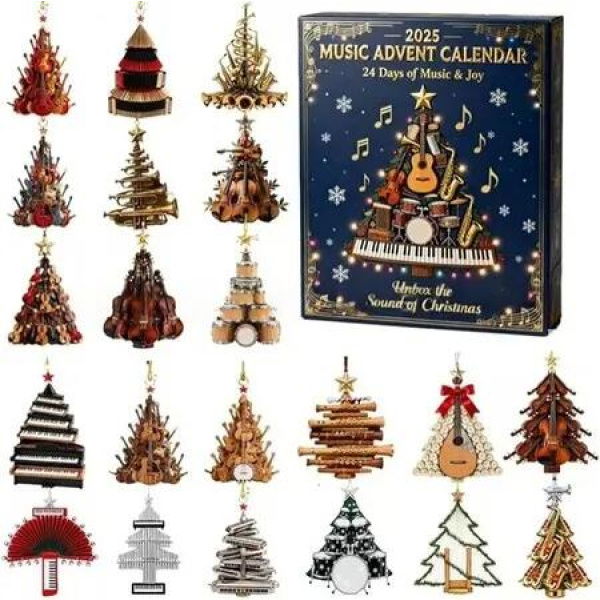 MUSIC LOVER instruments Advent Calendar 24DAYS Christmas TREE Collectable Advent Calendar Blind Box 2D Flat Acrylic Countdown Christmas Gift