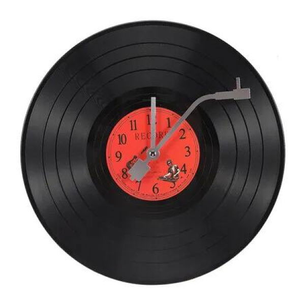 Musical Black Vinyl Record Wall Clock Battery Operated Music Room Decor Artistic Hanging Clocks 11.81 Inch