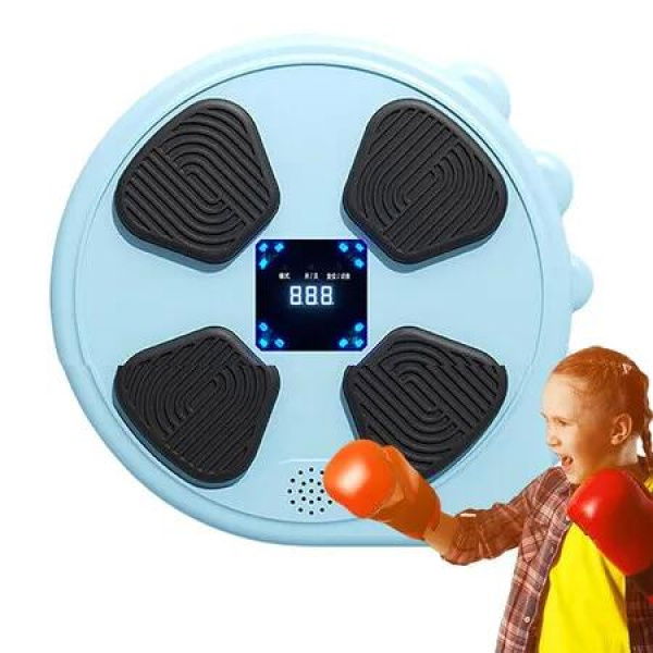 Musical Boxing Machine, Wireless Boxing Equipment with Gloves, Electronic Fitness Boxing Machine For Kids (Blue)