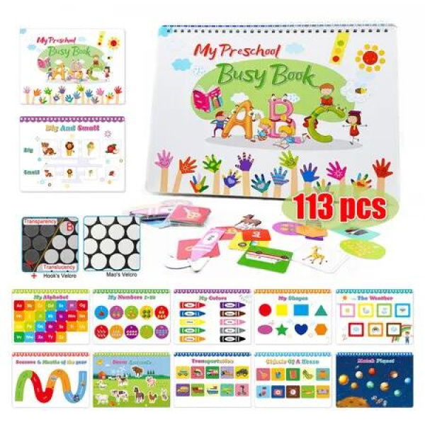 My Preschool 01 Busy Book Preschool Toddler Pages Autism Sensory Interactive Learning Montessori Educational Toys Kids GIft