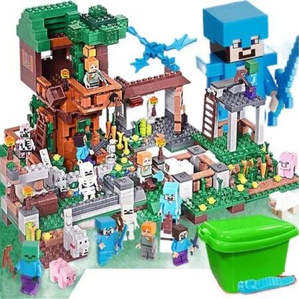My World Building Blocks Case Creative Design Compatible Lego Small Particle War Horse Cave House Childrens Assembled Toy Kids Moleka Village