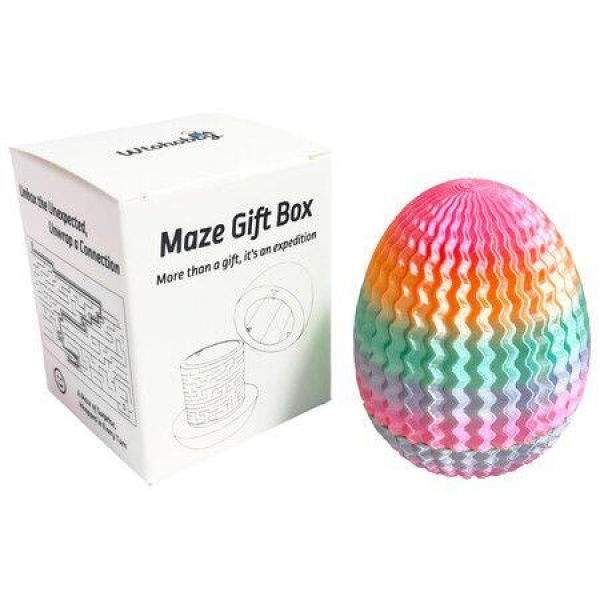 Mystery Egg Maze Puzzle Box Reusable 3D Printed Brain Teaser with Hidden Compartment for Cash & Treasures (Rainbow)