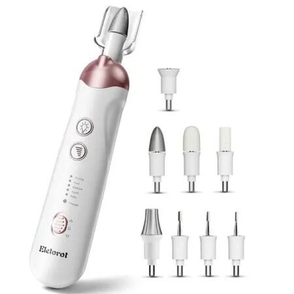 Nail Drill Manicure Pedicure Cordless Kit Professional Electric File 5 Speeds Toe Grinder Thick Nails Polishing Shaping Buffer Home Salon Use