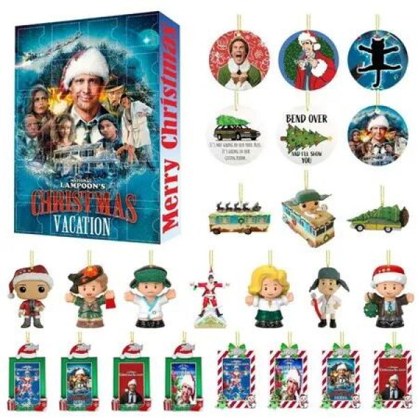National Lampoon Christmas Holiday Advent Calendar,Christmas Vacation Hanging Ornaments,Christmas Countdown,24-Day Christmas Advent Calendar