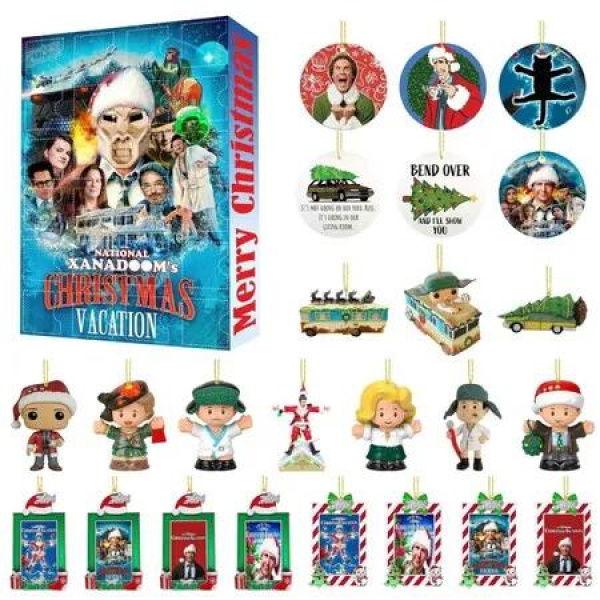 National Lampoon Christmas Holiday Advent Calendar,Christmas Vacation Hanging Ornaments,Christmas Countdown,24-Day Christmas Advent Calendar