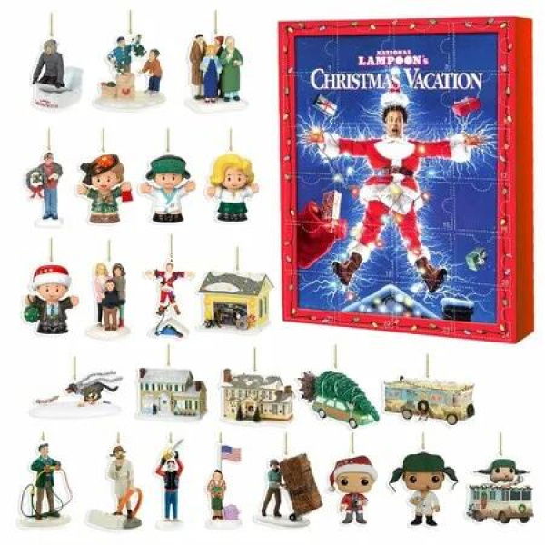 National Lampoon's Christmas Vacation Advent Calendar,24 Day Christmas Advent Calendar,Contains 24 Gifts,Christmas Vacation Figures and Accessories Christmas Countdown Calendar Gift (Red 1Pcs)