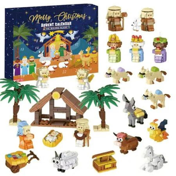 Nativity Advent Calendar 2025, 24 Days of Nativity Scene Set Building Blocks Christmas Countdown 2025 STEM Toy for Men Women Boys Girls Ages 6 Up