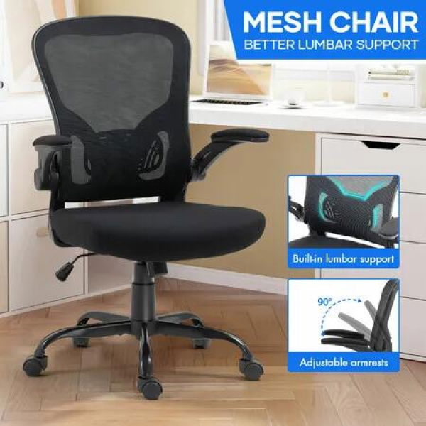 NEADER Mesh Office Chair Ergonomic Desk Reclining Armchair Study Executive Computer Adjustable Home Work Swivel Recliner Black