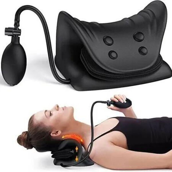 Neck and Shoulder Relaxer,Cervical Traction Device for Neck Relax and Cervical Spine Alignment,Available on Both Sides,Height Adjustable with Airbag