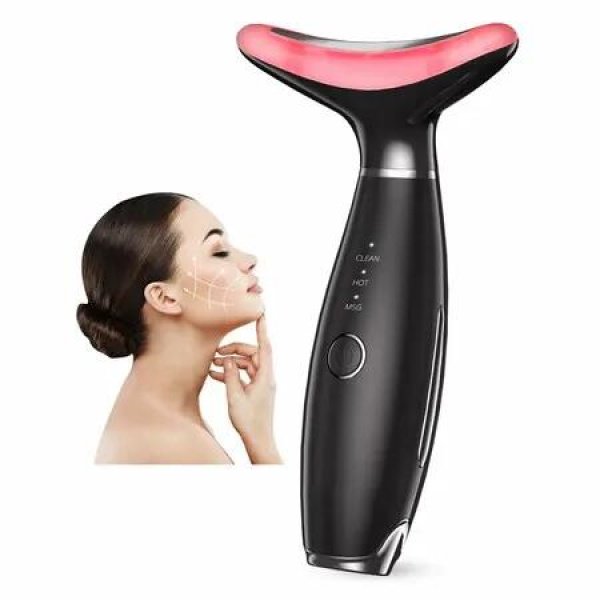 Neck Face Beauty Device, Vibration Face Massager, 3 in 1 Face Sculpting Tool Facial Massager for Double Chin, Thermals and Skin Careï¼ˆBlackï¼‰