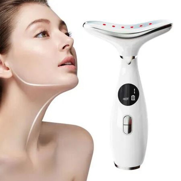 Neck Face Massager, 3 Colour Modes and Vibration Facial Massager, Face Sculpting Tool for Double Chin and Skin Care