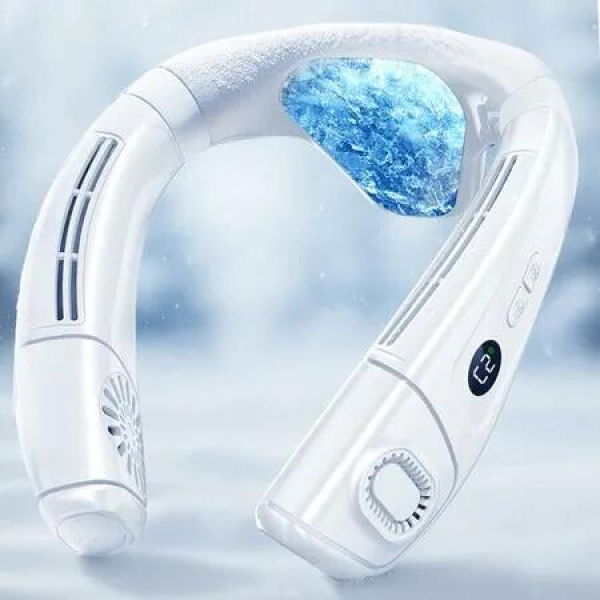Neck Fan Portable Air Conditioners Personal Fans, Rechargeable Wearable LED Screen 3 Modes Gifts for Men Women Outdoor Travel Indoor (White)