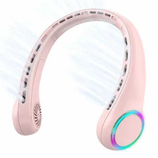 Neck Fan,Portable Fan with 5-17H Lifespan,4000mAh Neck Fan Air Conditioner with 3 Adjustable Speeds and 64 Cool Lights,Hands-Free Cooling Neck Fan (Pink)