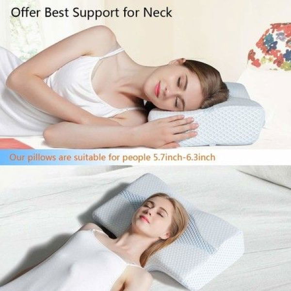 Neck Support Memory Foam Cervical Pillow Side Sleeper Contour Pillow Relieve Neck & Shoulder Pain For Side/Back/Stomach Sleeper Orthopedic Bed Pillow.