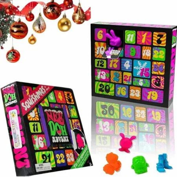 Nee Doh Squishmas Advent Calendar 2024,Christmas Squishy Advent Calendar,24 Day Squishies Christmas Countdown Calendar with 24 Piece Mini Squeeze Toy Xmas Gift (1 pcs)