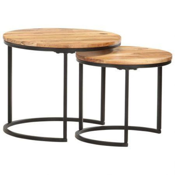 Nesting Tables 2 Pcs Solid Wood Acacia