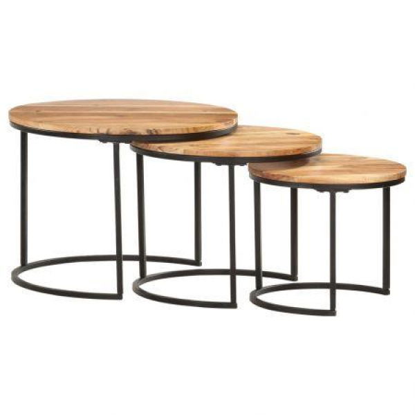 Nesting Tables 3 Pcs Solid Wood Acacia