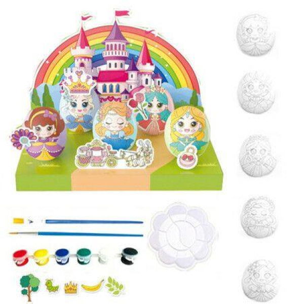 New Easter Egg Painting DIY Handmade Graffiti Painting Egg Toy Easter Princess Painting Childrens Day Gift Easter Basket Stuffers