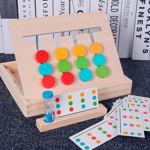 NEW Four Colors Wooden Game Montessori Toys Brain Puzzle Early Education Childrens Toys Montessori For Children Matching Game Memory