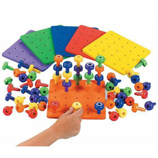 New Hot 30PCS Peg Board Set Montessori Therapy Fine Motor Toy For Toddlers Pegboard Toy For Children