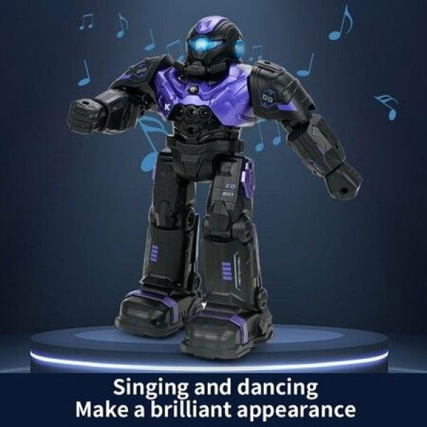 New RC Intelligent Robot Toy JJRC Robot Warrior Toy Gesture Sensing Programmable Robot For Kids 3+ Purple.