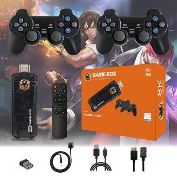 Newest Android TV Box Game Console Double System Wireless Controller Game Stick 4K 10000 Games Retro Games For PS1/GBA Boy Gift.