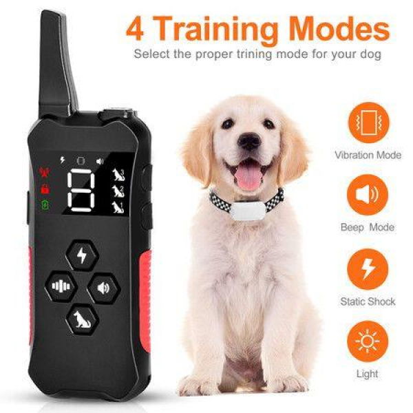 Newest Dog Training Device Waterproof Electronic Collar Dog Bark Stopper 800M Remote Control 3 Modes Built-in Battery