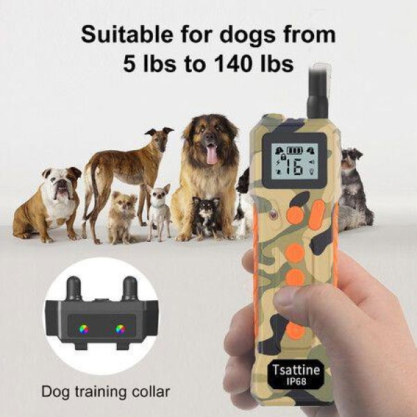 Newest Electric Camouflage Dog Training Collar Pet 1000M Remote Control Waterproof Rechargeable Display For All Size Shock Vibration