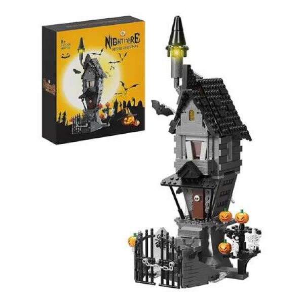 Nightmare Before Christmas Halloween Jack Sally Haunted House Building Set Led Light 568pcs Lego Compatible Festival Toy Kit Gifts Movie Fans