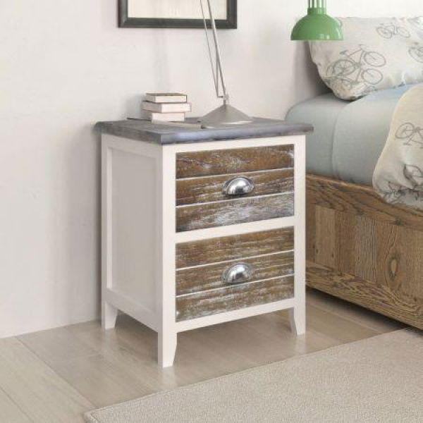 Nightstand 2 Pcs With 2 Drawers Brown And White