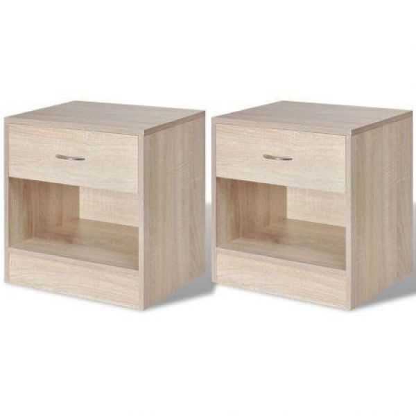 Nightstand 2 Pcs With Drawer Oak Colour