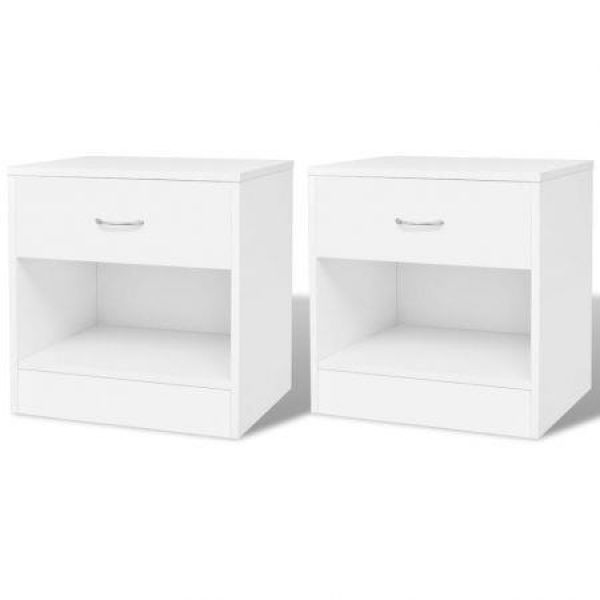 Nightstand 2 Pcs With Drawer White