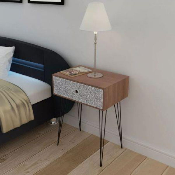 Nightstand With 1 Drawer Rectangular Brown